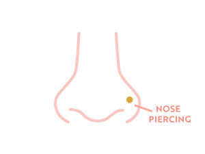 Diagram of a nose with a nose stud