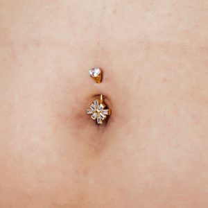 gold and crystal belly ring